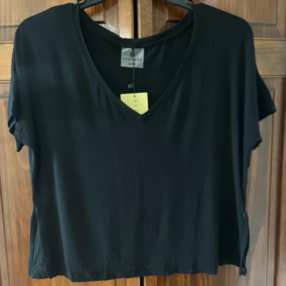Black Crop Short Sleeve Tee pj top Size XS
